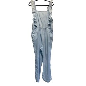 MPH Collection Denim Jumpsuit Womens 1X Light Blue Ruffle Cottagecore Boho